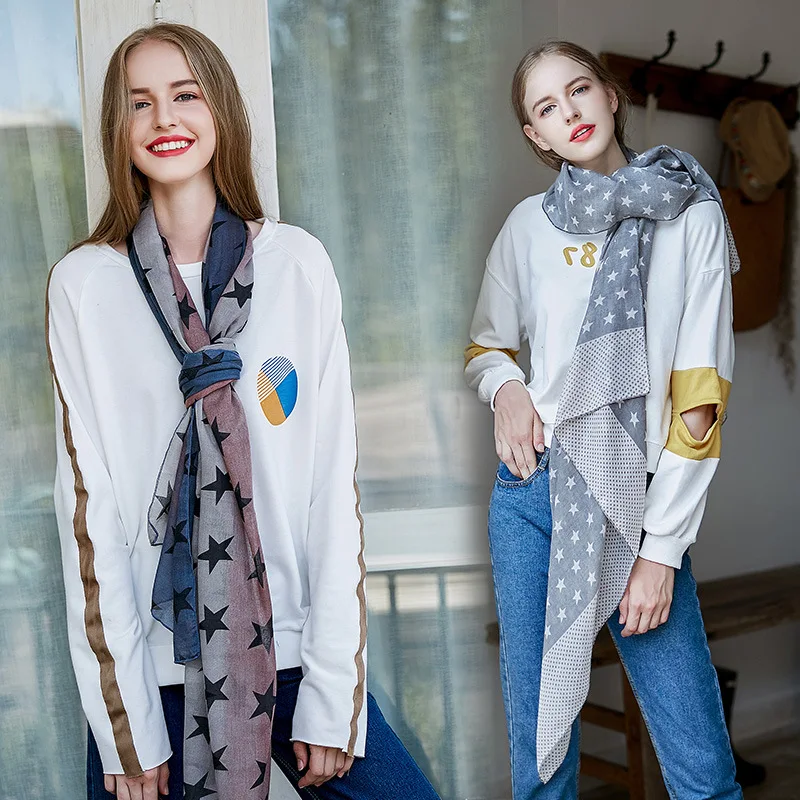 2019 Hot Selling Elegant Women Winter Necessity Black White Stars Scarf Chiffon Shawl Spring Long Stole Large Soft Muffler Scarf
2019 Hot Selling Elegant Women Winter Necessity Black White Stars Scarf Chiffon Shawl Spring Long Stole Large Soft Muffler Scarf