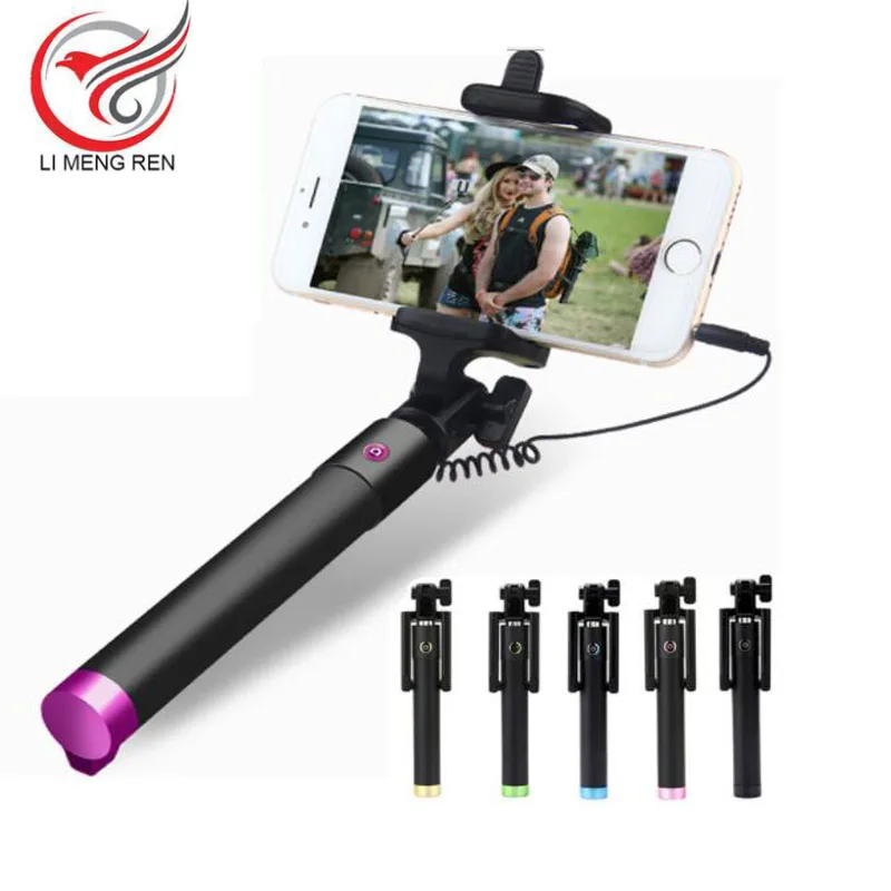 Фото Mini Selfie Stick Tripod Monopod Wired Cable Extendable Built-in Shutter For iPhone Samsung Xiaomi Smartphone  | Selfie Sticks (32859139452)