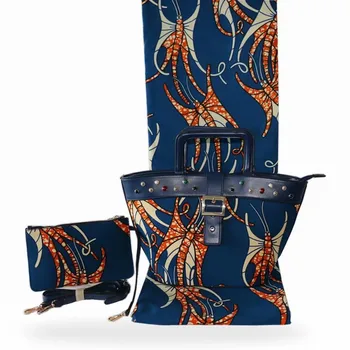 Newest ankara wax fabric bags 3 pieces/set blue wax woman handbag with 6 yds african wax prints fabric for Nigeria women J96-6
Newest ankara wax fabric bags 3 pieces/set blue wax woman handbag with 6 yds african wax prints fabric for Nigeria women J96-6