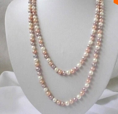 Fashion jewelry 7-8mm white pink purple freshwater pearls necklace 50" Factory Wholesale price Women Giftword Jewelry
Fashion jewelry 7-8mm white pink purple freshwater pearls necklace 50" Factory Wholesale price Women Giftword Jewelry