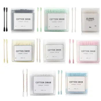

200Pcs Absorbent Cotton Swabs Adult Kids Double Ended Sterile Paper Sticks Round Spiral Tip Ear Cleaning Buds Beauty Makeup Tool