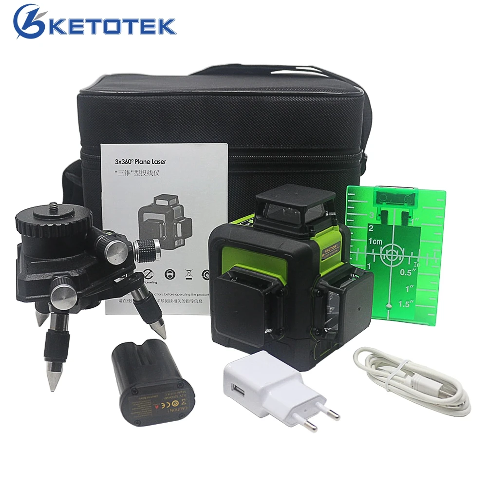 KETOTEK 12 Lines 3D Laser Level 360 Degree Self- leveling Vertical & Horizontal Cross Line With Outdoor Pulse Mode
KETOTEK 12 Lines 3D Laser Level 360 Degree Self- leveling Vertical & Horizontal Cross Line With Outdoor Pulse Mode