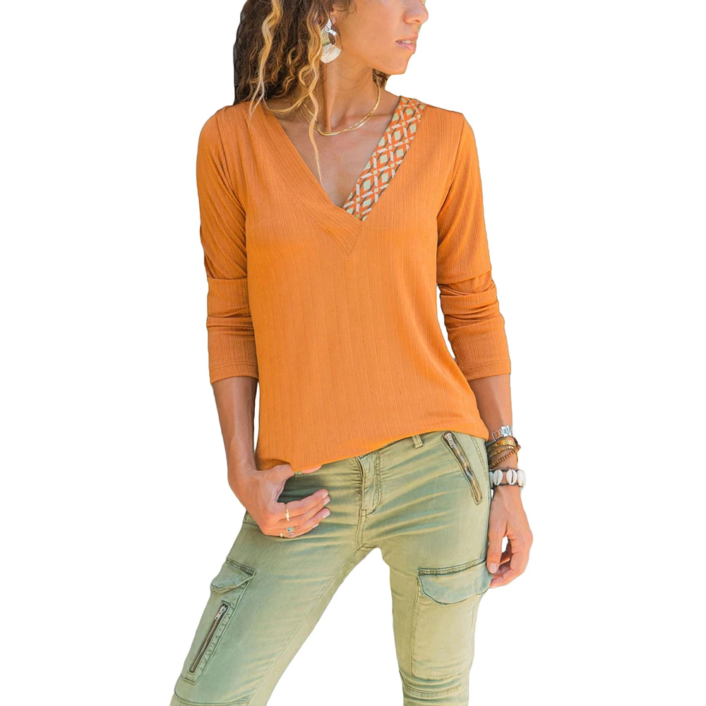 NORA TWIPS New Fashion Women T-shirt Tops V neck Long Sleeve Pullover Women 2018 Autumn Winter Tops Female
NORA TWIPS New Fashion Women T-shirt Tops V neck Long Sleeve Pullover Women 2018 Autumn Winter Tops Female