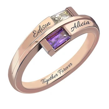 AILIN Rose Gold Color Double Baguette Bypass Ring withTwo Name Birthstone Ring Promise Love Jewelry for Women
AILIN Rose Gold Color Double Baguette Bypass Ring withTwo Name Birthstone Ring Promise Love Jewelry for Women
