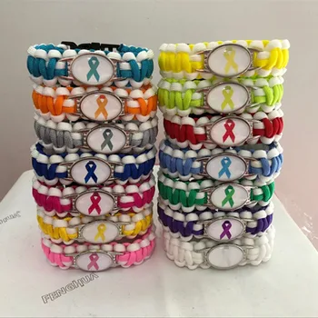 14 Colour Ribbon Charm Paracord Survival Bracelet Cancer Awareness Umbrella Braided Bracelet Friendship Outdoor Camping Jewelry
14 Colour Ribbon Charm Paracord Survival Bracelet Cancer Awareness Umbrella Braided Bracelet Friendship Outdoor Camping Jewelry