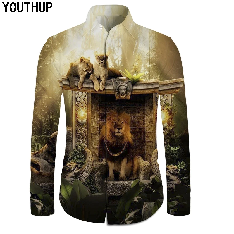 YOUTHUP 2018 Spring Shirts Men 3D Print Lions Slim Fit Shirts Casual Hip Hop Shirts Homme Cool Blouse Vintage Shirt Men Tops
YOUTHUP 2018 Spring Shirts Men 3D Print Lions Slim Fit Shirts Casual Hip Hop Shirts Homme Cool Blouse Vintage Shirt Men Tops