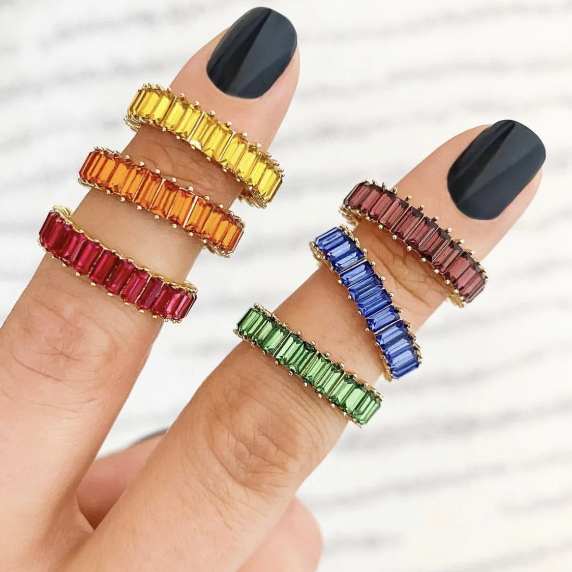 JUJIA Good Quality Crystak Sterling Silver 925 thin line micro pave cz eternity stack 14 gold rainbow cz rings for women
JUJIA Good Quality Crystak Sterling Silver 925 thin line micro pave cz eternity stack 14 gold rainbow cz rings for women