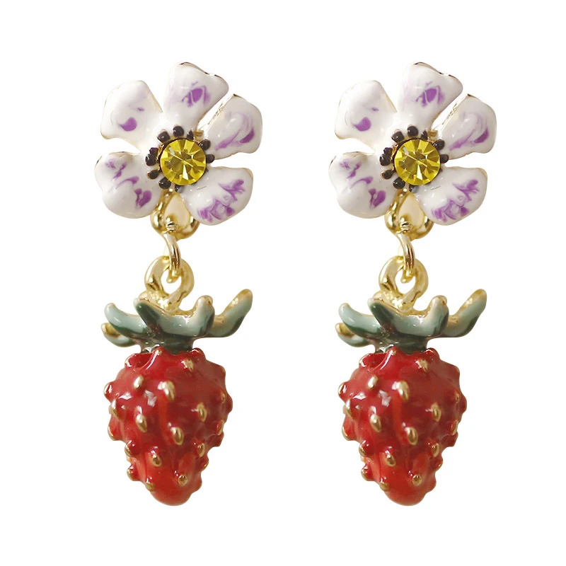 Fashion Cute White Small Floral Stud Earrings Vintage French Hand Painted Enamel Fine Jewelry Strawberry Earrings for Women
Fashion Cute White Small Floral Stud Earrings Vintage French Hand Painted Enamel Fine Jewelry Strawberry Earrings for Women