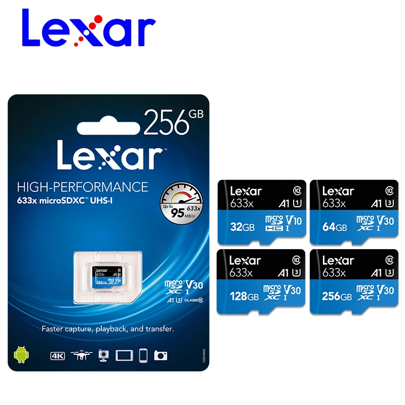 Original Lexar 128GB Micro SD 16GB 32GB Memory Card high speed up to Max 95M/s 64GB Class10 633x cartao de memoria TF Flash Card
Original Lexar 128GB Micro SD 16GB 32GB Memory Card high speed up to Max 95M/s 64GB Class10 633x cartao de memoria TF Flash Card