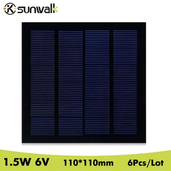 SUNWALK 6pcs 1.5W 6V Solar Panel Cell 250mAh Polycrystalline PET Mini Solar Panel Module 110*110mm for Test Education
SUNWALK 6pcs 1.5W 6V Solar Panel Cell 250mAh Polycrystalline PET Mini Solar Panel Module 110*110mm for Test Education