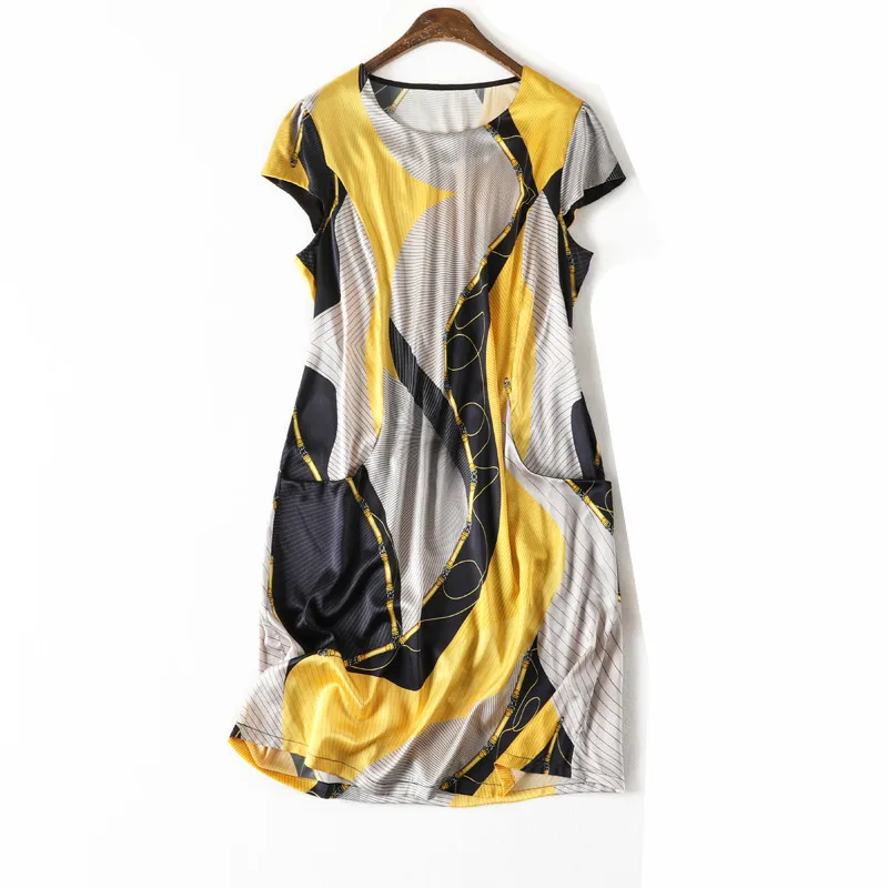 Women Summer Silk Dress O neck plus size Vintage Natural silk dresses Yellow Elegant Dress Casual holiday real silk dress
Women Summer Silk Dress O neck plus size Vintage Natural silk dresses Yellow Elegant Dress Casual holiday real silk dress