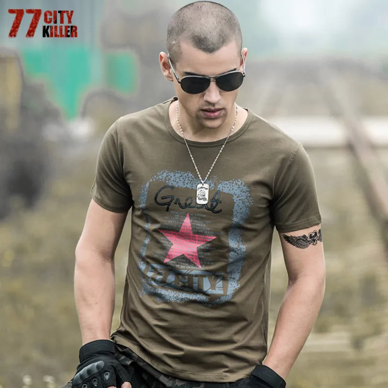 77City Killer Summer Star Printed Military T-shirt Men Fitness Casual T Shirt Cotton Short Sleeve Tactical Tshirt Plus Size 4XL
77City Killer Summer Star Printed Military T-shirt Men Fitness Casual T Shirt Cotton Short Sleeve Tactical Tshirt Plus Size 4XL