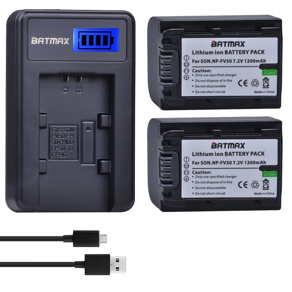 2 шт. NP-FV50 NP FV50 аккумулятор камеры + ЖК-Зарядное устройство USB для SONY HDR CX390 290E PJ510 820E