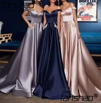 Sexy Muslim Evening Dresses Satin Off Shoulder With Pocket vestidos de festa Dubai Saudi Arabic Evening Gown Prom Dress
Sexy Muslim Evening Dresses Satin Off Shoulder With Pocket vestidos de festa Dubai Saudi Arabic Evening Gown Prom Dress