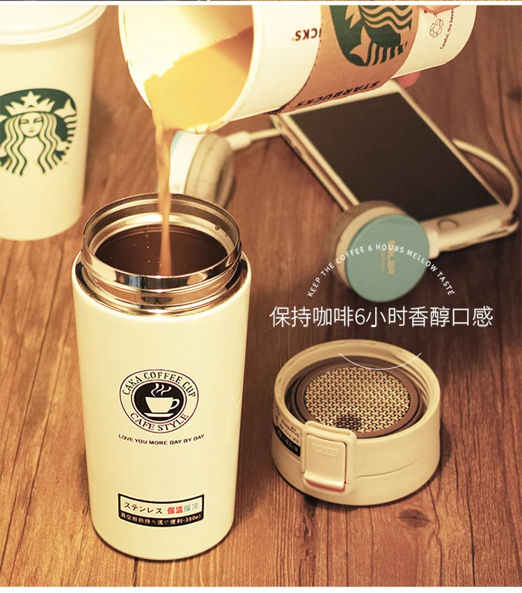 

CAKA 380ML Travel Coffee Mug Car Cup Double Wall Stainless Steel Thermos Tumbler Cups Vacuum Flask thermo Water Bottle Thermocup