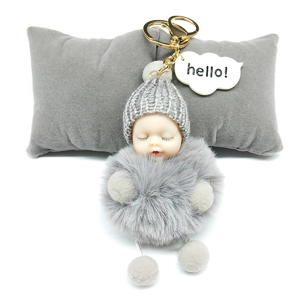 Pompom Keychain Hello Cards Sleeping Baby Doll Keychain Pompom Fake Rabbit Fur Ball Car Keyring Women Key Holder Bag Pendant
Pompom Keychain Hello Cards Sleeping Baby Doll Keychain Pompom Fake Rabbit Fur Ball Car Keyring Women Key Holder Bag Pendant