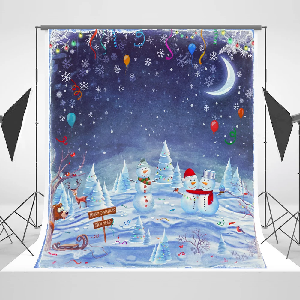 Фон для фотосъемки Счастливого Рождества снеговик Красочные воздушные шары