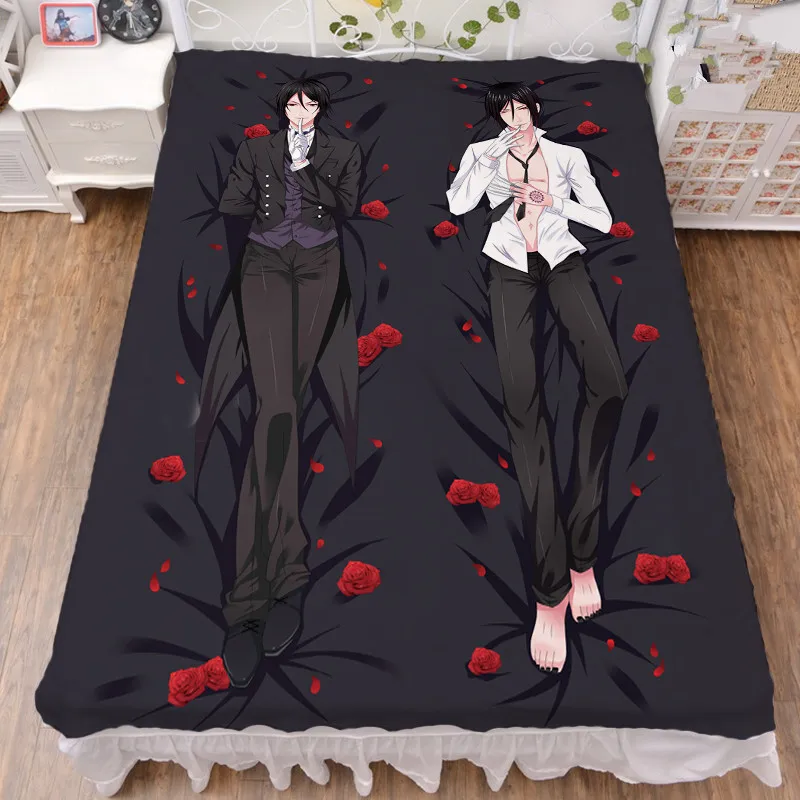 Black Butler Kuroshitsuji Anime Printed Bedsheet Throw Blanket Home Decorative Bedding Flat Sheet | Дом и сад