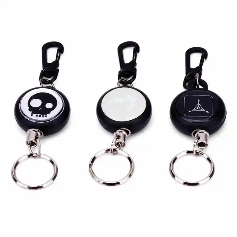 Image High Strength Steel Wire Pull Keyring Tag Card Holder Recoil Belt Metal Badge Retractable Reel Id Badge Holders