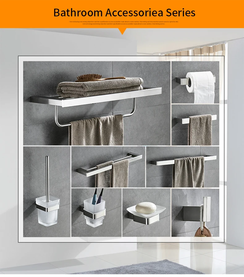 Description Picture 2 of item304 stainless steel Bathroom Sets European Modern Toilet Paper Holder Towel Ring Cup Holder Bathroom Hardware Fitting 610000SN