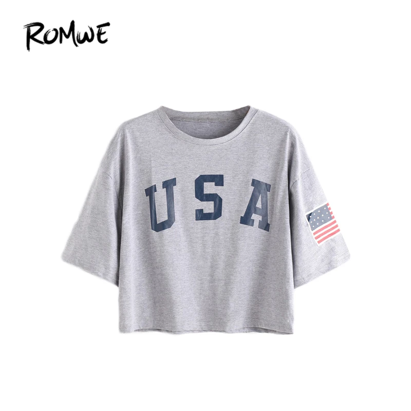 ROMWE T shirts Women 2019 Summer Tee Shirt Casual Top Female Grey Letter Print Short Sleeve Drop Shoulder T-shirt
ROMWE T shirts Women 2019 Summer Tee Shirt Casual Top Female Grey Letter Print Short Sleeve Drop Shoulder T-shirt