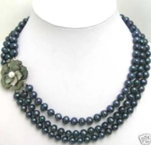 80M,-GHU Free shipping >>>>>>3Row 7-8mm Black pearl Necklace Flwoer Shell Clasp 17-19
80M,-GHU Free shipping >>>>>>3Row 7-8mm Black pearl Necklace Flwoer Shell Clasp 17-19