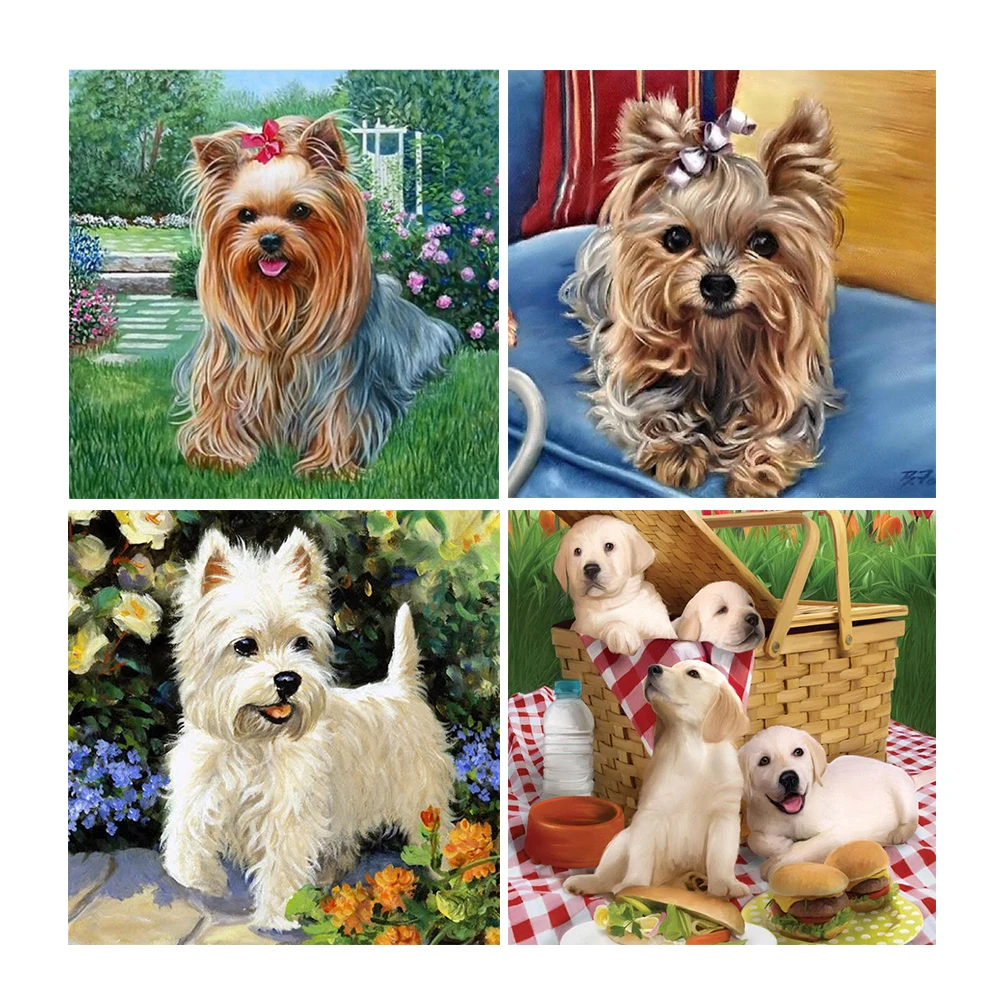 HUACAN-Dog-Diamond-Painting-Cross-Stitch-Wall-Decor-Diamond-Embroidery-Resin-Full-Square-Animal-Rhinestone-DIY