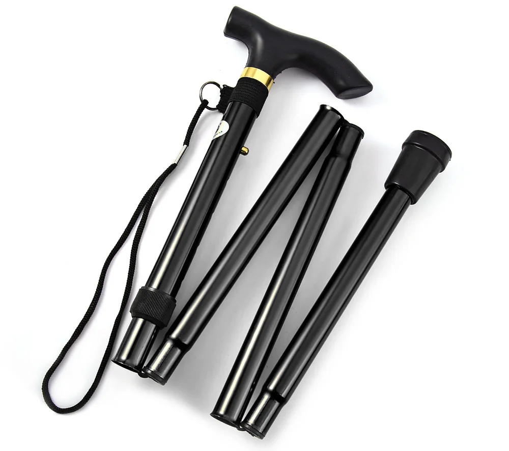 Adjustable Aluminum Folding Walking Stick Travel Cane With Nonslip Base