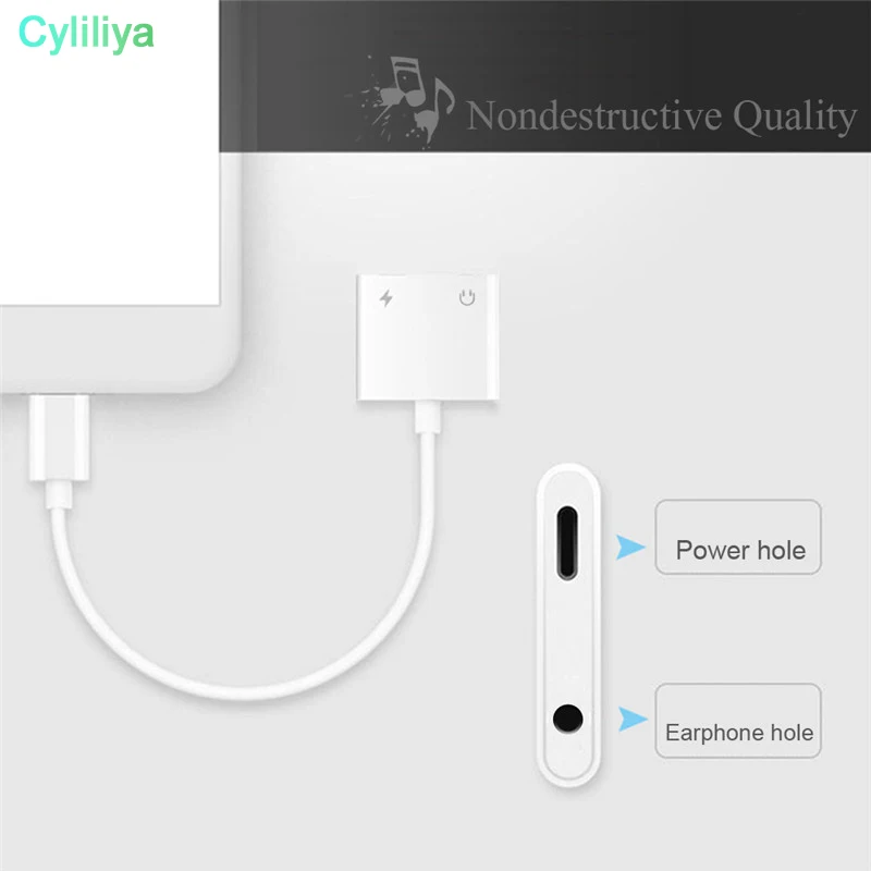 

Splitter For to 3.5mm Headphone Jack Audio Converter Earphone Aux Cable Adapter For iPhone 7 8 Plus X 2 in 1 Charging