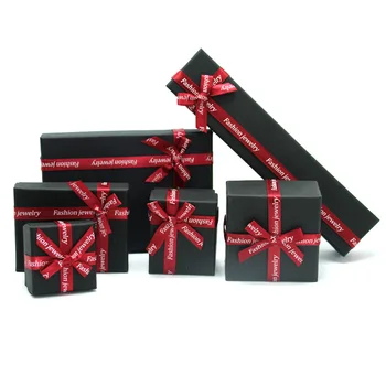 Black Jewelry Packing Box With Red Ribbon Bow-knot For Necklace Ring Earing Small Accessories Gift Package
Black Jewelry Packing Box With Red Ribbon Bow-knot For Necklace Ring Earing Small Accessories Gift Package