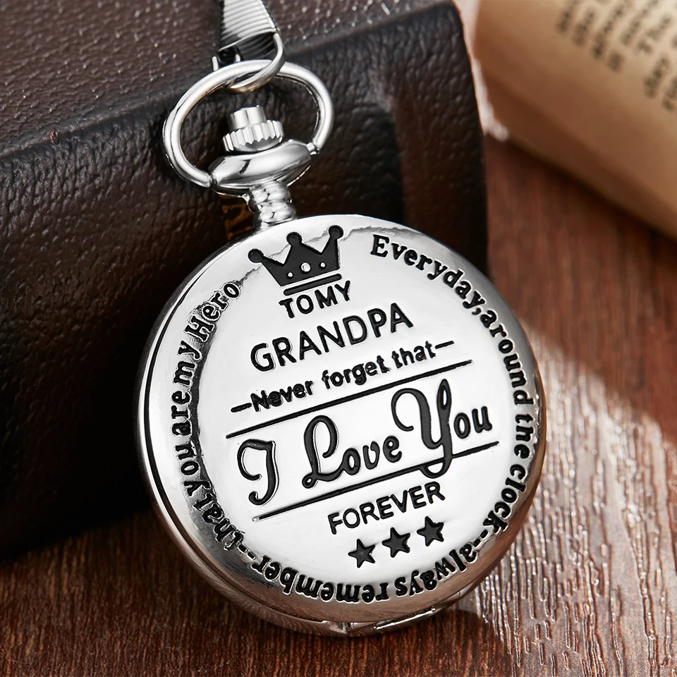To My Grandpa Quartz Pocket Watch I LOVE YOU FOREVER Laser Engraved Necklace Chain Watches Men Clock Grandfather Birthday Gift
To My Grandpa Quartz Pocket Watch I LOVE YOU FOREVER Laser Engraved Necklace Chain Watches Men Clock Grandfather Birthday Gift