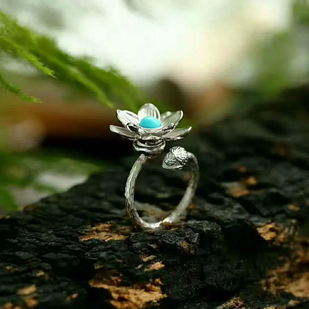 RADHORSE 925 Silver Rings for Women Fine Jewelry Rotating Lotus Turquoise Sterling Silver Ring Adjustable Silver
RADHORSE 925 Silver Rings for Women Fine Jewelry Rotating Lotus Turquoise Sterling Silver Ring Adjustable Silver