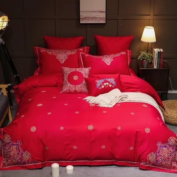 4Pcs Whole cotton gules embroidery wedding luxury royal Bedding set queen king size Bedspread set Duvet cover bedroom set
4Pcs Whole cotton gules embroidery wedding luxury royal Bedding set queen king size Bedspread set Duvet cover bedroom set