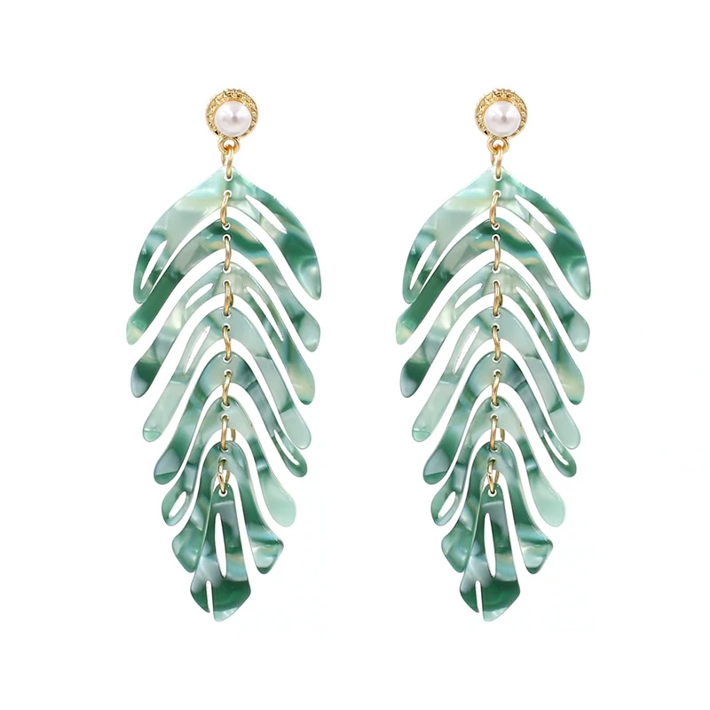 Fashion Natural Stone Earrings Green White Feather Shape Bohemian Drop of Earring for Woman Girls Gift
Fashion Natural Stone Earrings Green White Feather Shape Bohemian Drop of Earring for Woman Girls Gift