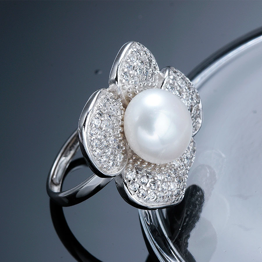 Luxury AAA Zircon Big Natural Freshwater Pearl Flower Ring Women Fashion Party Silver Fine Jewelry White Big Pearl 11-12mm
Luxury AAA Zircon Big Natural Freshwater Pearl Flower Ring Women Fashion Party Silver Fine Jewelry White Big Pearl 11-12mm