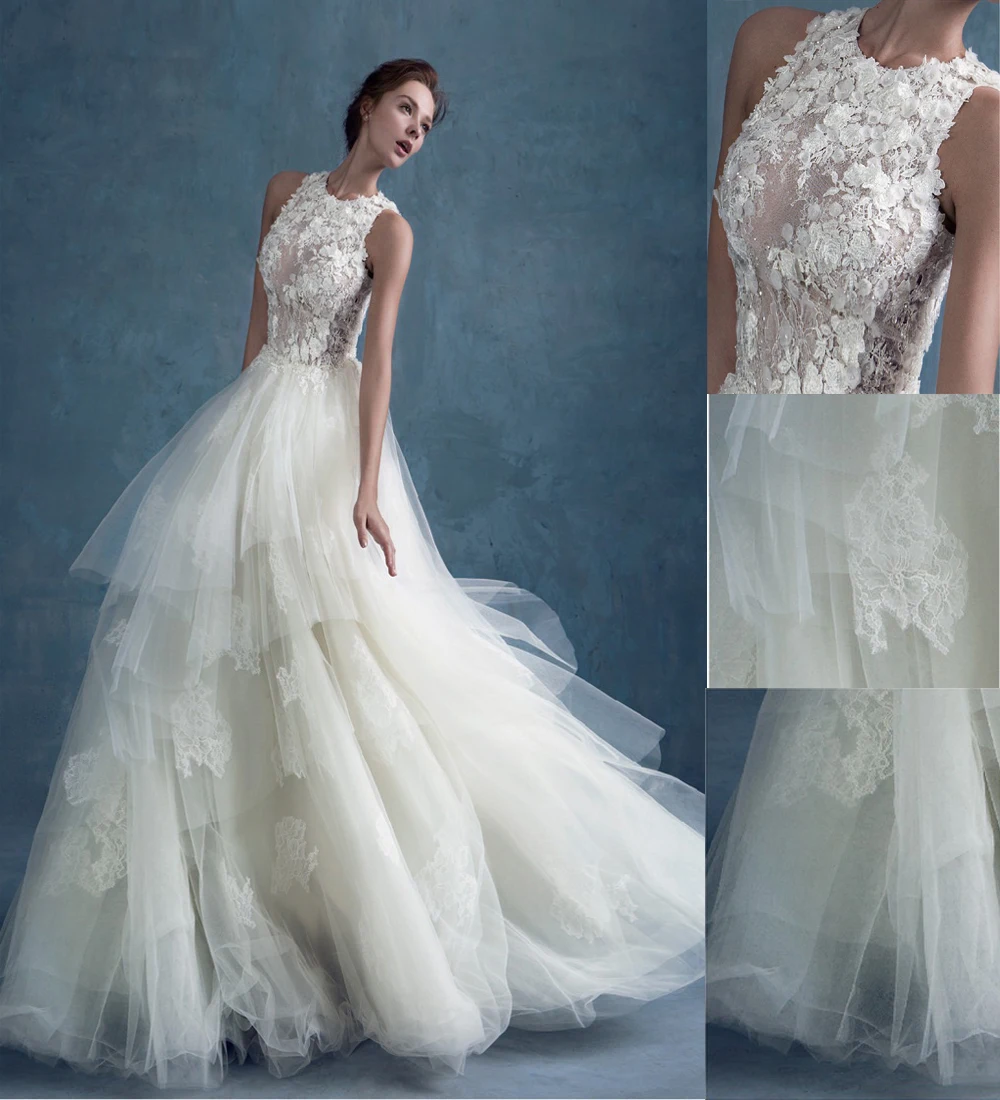 Romantic Design A-Line Scoop Sleeveless Appliques Long See Through Tulle Lace Vintage Wedding Dress Vestido De Noiva 2015 MK-8
Romantic Design A-Line Scoop Sleeveless Appliques Long See Through Tulle Lace Vintage Wedding Dress Vestido De Noiva 2015 MK-8