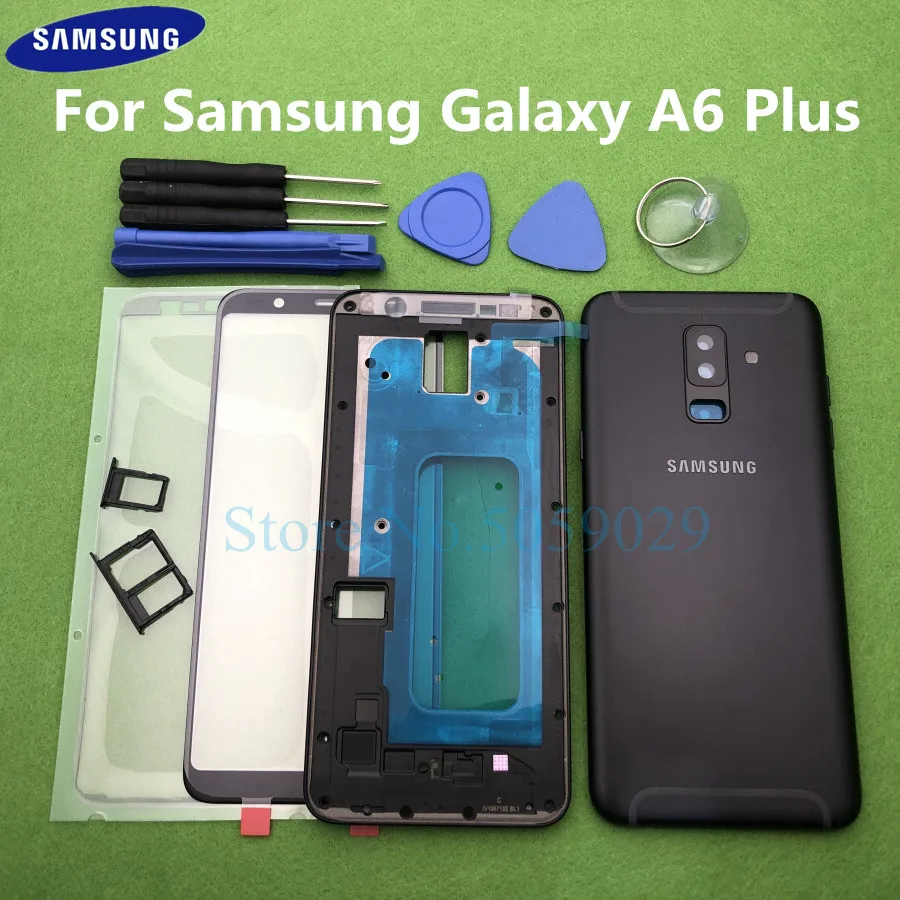 Для Samsung Galaxy A6 Plus + A605 A605F полный корпус Корпус рамка средняя задняя крышка
