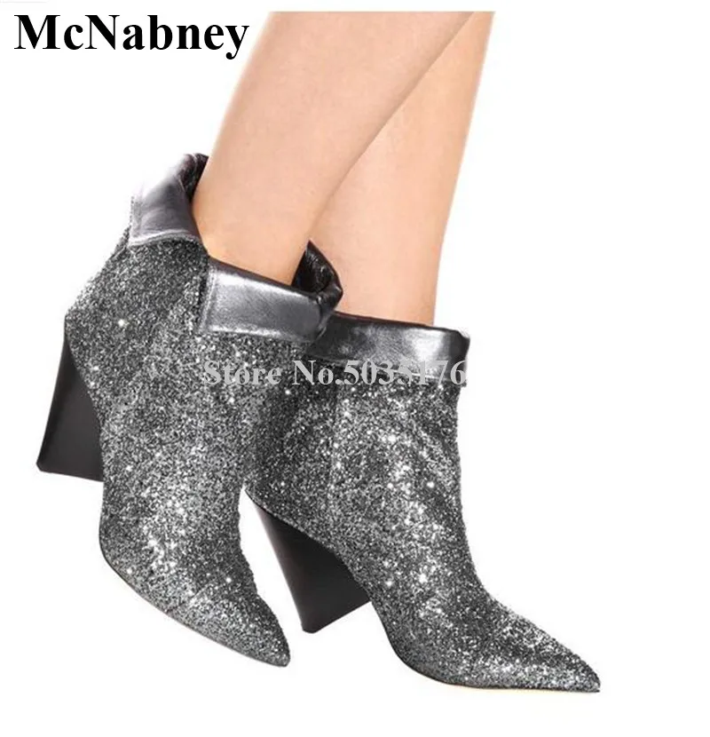 Fashion Sexy Sequin Slip-On Solid Ladies Short Boots Pointed Toe High Spike Heels Ankle Short Boots Party New Women Shoes
Fashion Sexy Sequin Slip-On Solid Ladies Short Boots Pointed Toe High Spike Heels Ankle Short Boots Party New Women Shoes