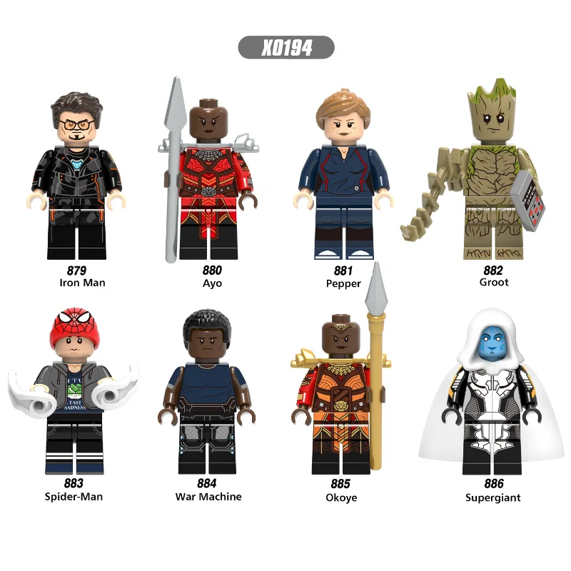 Super Heroes Single Sale Iron Man Figures Pepper Ayo War Machine Okoye Supergiant Dolls Building Blocks Children Gift Toys
Super Heroes Single Sale Iron Man Figures Pepper Ayo War Machine Okoye Supergiant Dolls Building Blocks Children Gift Toys