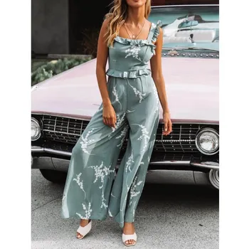 Women Spring Summer Straps Ruffled Print Casual Sling Romper Summer Backless Loose Jumpsuit
Women Spring Summer Straps Ruffled Print Casual Sling Romper Summer Backless Loose Jumpsuit