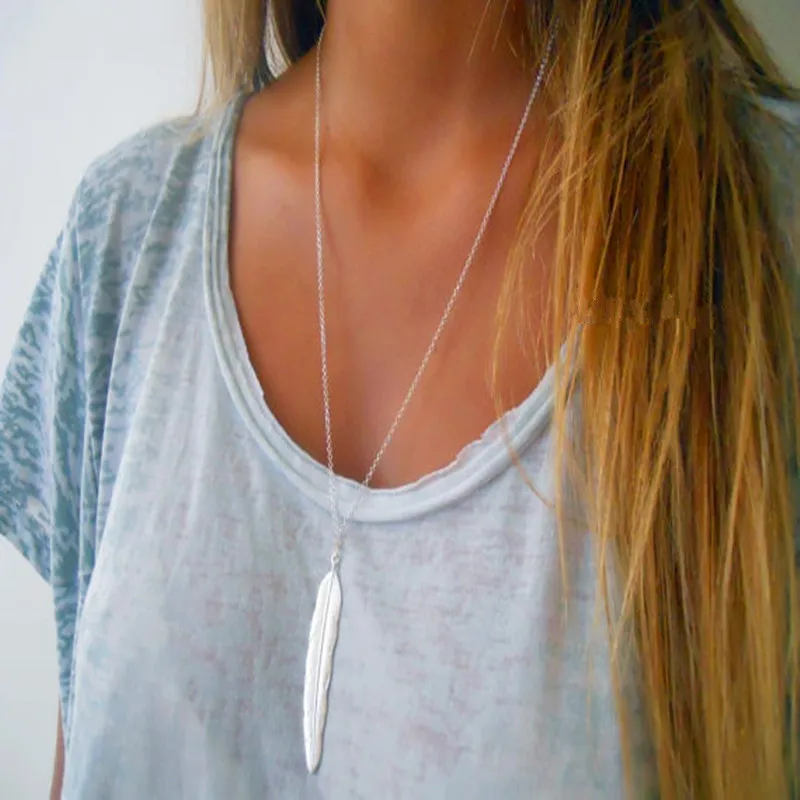 2018 New Fashion women vintage long necklace jewelry silver gold simple feather pendant necklaces
2018 New Fashion women vintage long necklace jewelry silver gold simple feather pendant necklaces