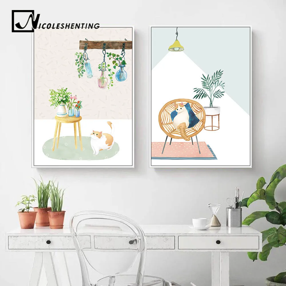Scandinavian Cat Watercolor Plant Canvas Poster Abstract Landscape Nordic Style Wall Art Print Painting Decorative Picture
Scandinavian Cat Watercolor Plant Canvas Poster Abstract Landscape Nordic Style Wall Art Print Painting Decorative Picture