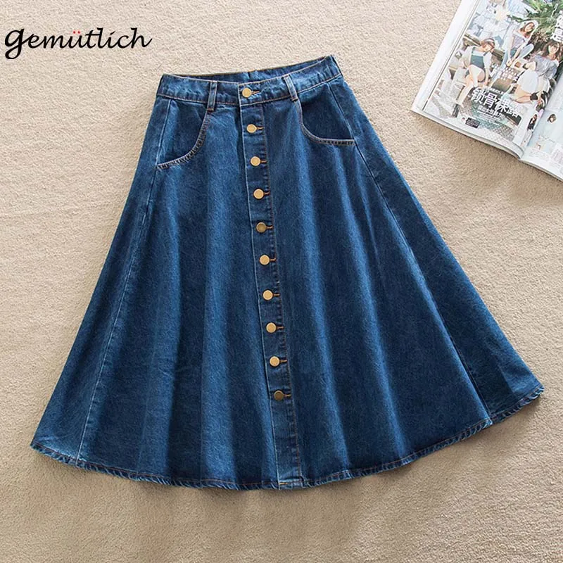 GEMUTLICH S-9XL Women Denim Long Skirt A-Line Front Single-breasted Preppy Skirts High Waist Over Size
GEMUTLICH S-9XL Women Denim Long Skirt A-Line Front Single-breasted Preppy Skirts High Waist Over Size