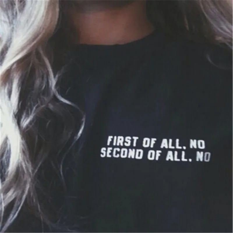 Plus size Women Black White First of All No Second of All No American T shirt Woman Tee Street Hippie Punk Womens Tshirt F10018
Plus size Women Black White First of All No Second of All No American T shirt Woman Tee Street Hippie Punk Womens Tshirt F10018