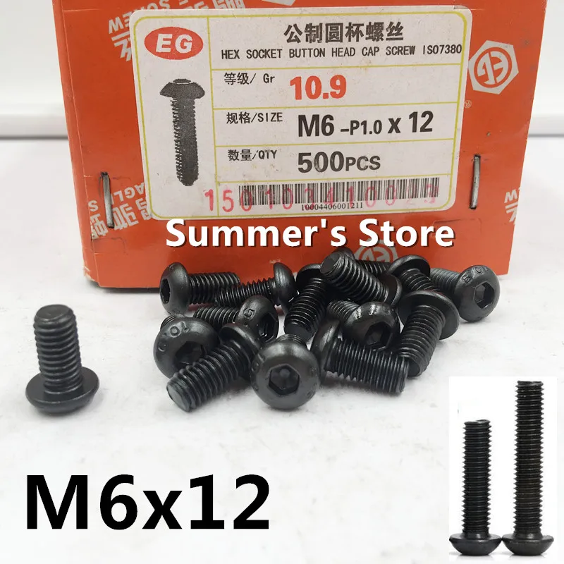 100pcs/lot ISO7380 M6 Alloy Steel Hex Socket Button Head Cap Screw M6*12mm black mushroom head screw bolt Grade10.9
100pcs/lot ISO7380 M6 Alloy Steel Hex Socket Button Head Cap Screw M6*12mm black mushroom head screw bolt Grade10.9