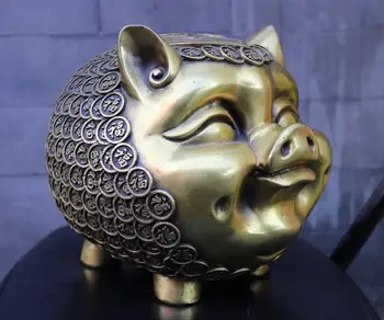 8.6 inches Chinese Pure brass Statue Wealth Fengshui Zodiac Animal Pig saving pot piggy bank 
8.6 inches Chinese Pure brass Statue Wealth Fengshui Zodiac Animal Pig saving pot piggy bank