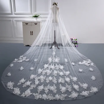 Cheap 3M Long Bridal Veils Custom Made Romantic Cathedral Appliqued Flowers Wedding Veils Wedding Accessories Bruidssluier
Cheap 3M Long Bridal Veils Custom Made Romantic Cathedral Appliqued Flowers Wedding Veils Wedding Accessories Bruidssluier