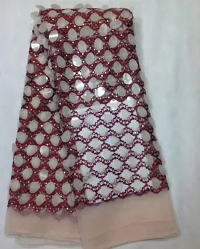 High class African lace material French net lace fabric with big sequins for party dress GN90(5yards/lot)
High class African lace material French net lace fabric with big sequins for party dress GN90(5yards/lot)