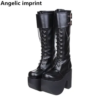Angelic imprint Women mori girl motorcycle punk boots cosplay shoes lady lolita Boots woman high trifle heels boots 33-47 12cm
Angelic imprint Women mori girl motorcycle punk boots cosplay shoes lady lolita Boots woman high trifle heels boots 33-47 12cm