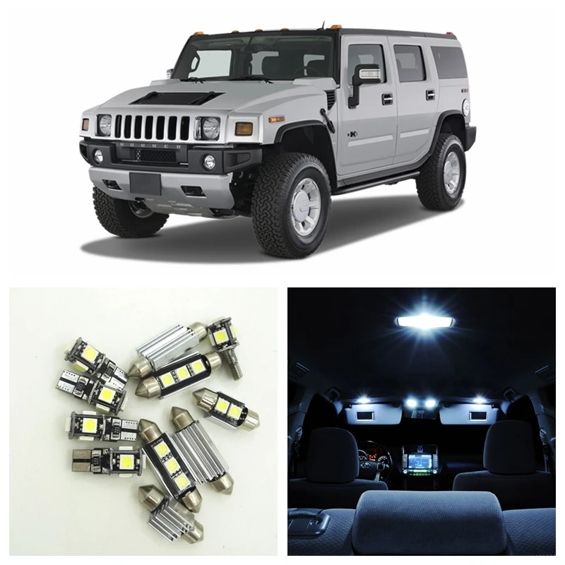 15pcs Canbus Error Free White Car LED Light Bulbs Interior Package Kit For 2003-2009 Hummer H2 Map Dome License Plate Lamp
15pcs Canbus Error Free White Car LED Light Bulbs Interior Package Kit For 2003-2009 Hummer H2 Map Dome License Plate Lamp